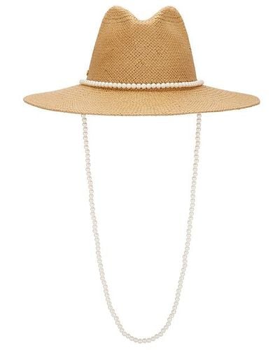 Lele Sadoughi Pearl Strand Straw Hat - White