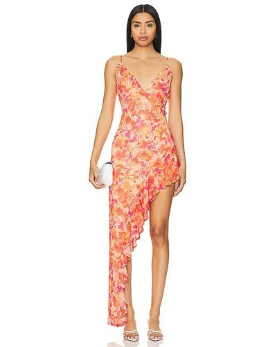 Lovers + Friends ROBE LILO ASYMMETRICAL MAXI - Orange