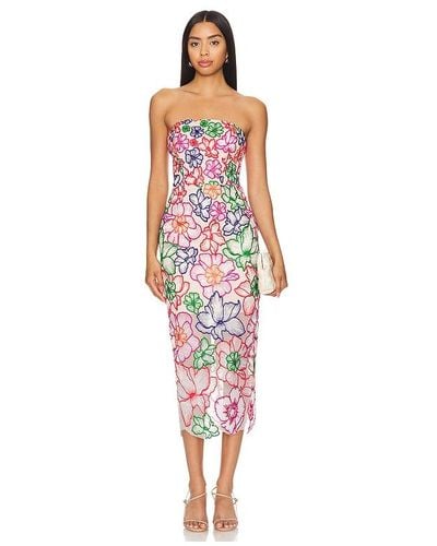 MILLY Cascading Floral Embroidered Dress