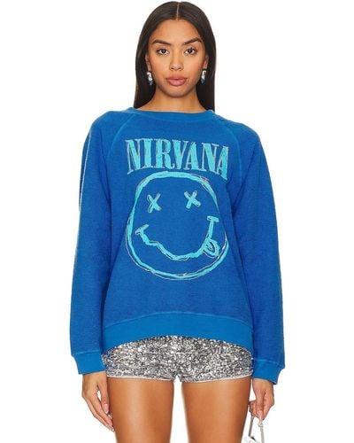 Daydreamer Nirvana Smiley リバースラグランクルー - ブルー