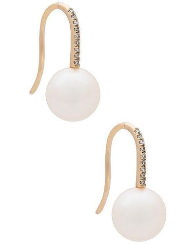 EF Collection Pearl Ball Drop Earrings - Metallic