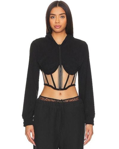 RTA Zip up corset hoodie top - Negro