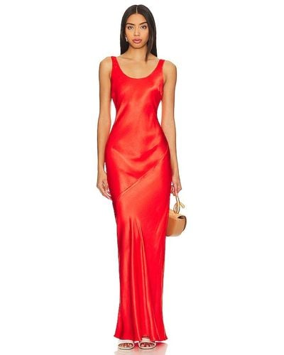 Line & Dot Adelyn Bias Dress - Red
