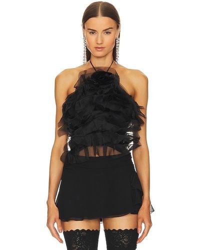 Rozie Corsets Backless Ruffle Top - Black