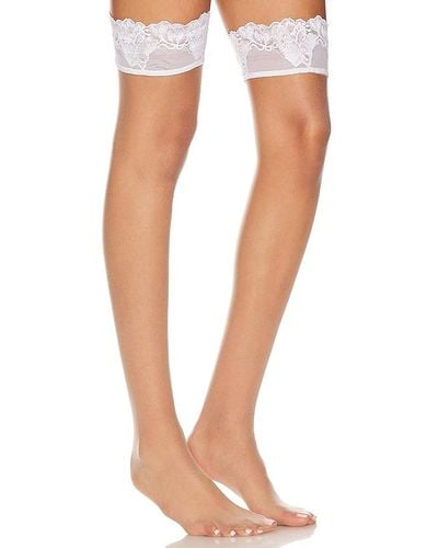 Wolford Nude 8 Lace Stay Up Tights - Blue