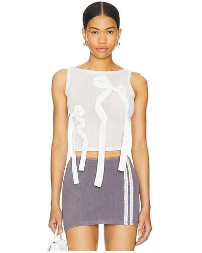 ZEMETA Milk Float Mesh Tank Top - White