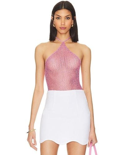 h:ours Saira Sequin Knit Halter Top - White