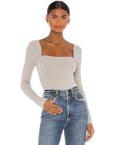 Lovers + Friends Tie Back Fitted Rib Jumper - Grey