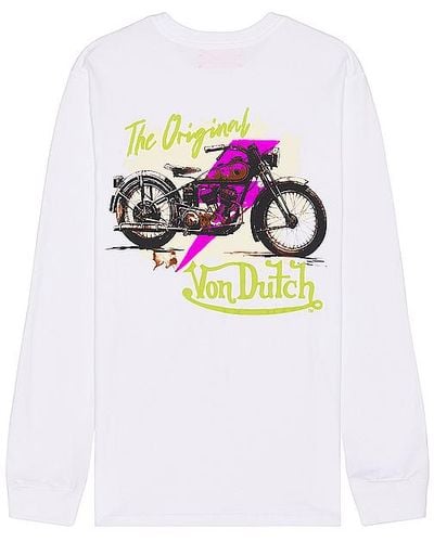Von Dutch Biker Shop Graphic Long Sleeve Tee - White