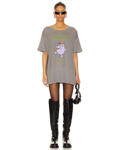 The Laundry Room Little Miss Naughty List Oversized Tee - Grey
