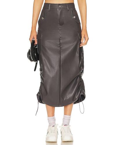 superdown Jordyn Faux Leather Midi Skirt - Black