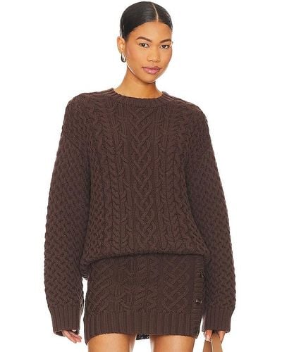 Song of Style Naara Cable Crew Pullover - Brown