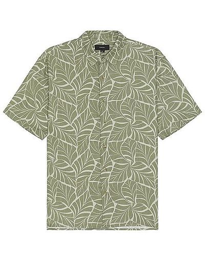 Vince Knotted Leaves Short Sleeve Shirt - Green