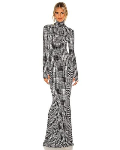 Norma Kamali Long Sleeve Turtle Fishtail Gown - Gray