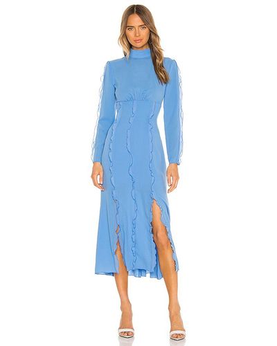 Keepsake Beloved Long Sleeve Midi Dress - Blue