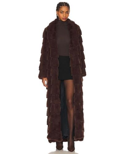 LITA by Ciara Floor Length Faux Fur Coat - Multicolor