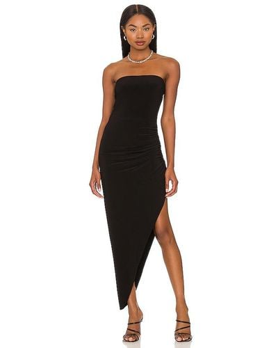 Norma Kamali Strapless Side Drape Gown - Black