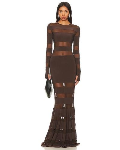 Norma Kamali Spliced Dress Fishtail Gown - Brown
