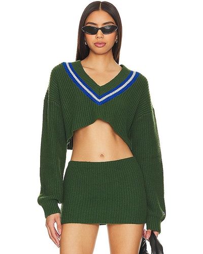 Champion X Danielle Guizio Crop Rib Knit Pullover Sweater - Green