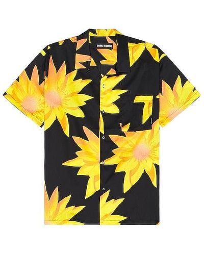 DOUBLE RAINBOUU Short Sleeve Hawaiian Shirt - Yellow