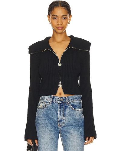 House Of Sunny Double Collar Peggy Cardigan - Black
