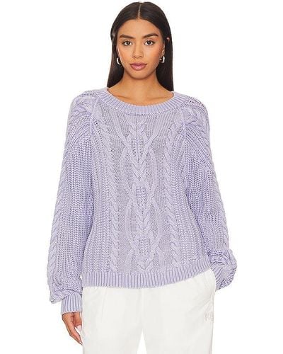 Free People Frankie Cable Sweater - Purple
