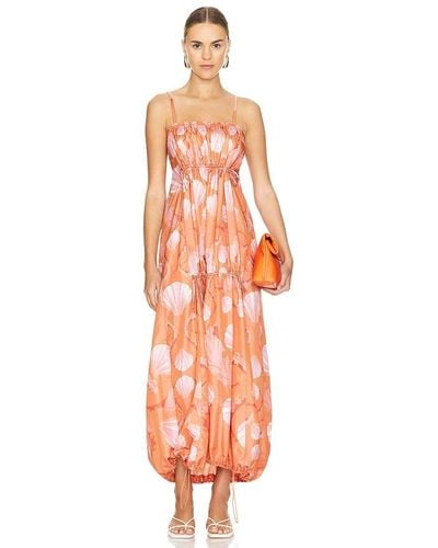 Adriana Degreas Seashell Frilled Long Dress - Orange