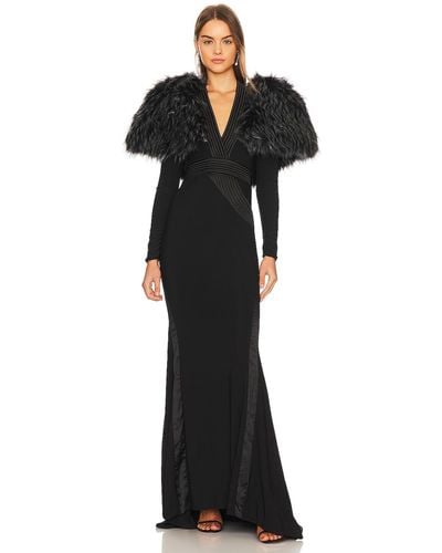 Zhivago Heiress Faux Fur 2 Piece Gown - Black