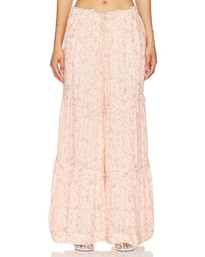 Free People Emmaline Tiered Pull On Pant In Peach Combo - ピンク