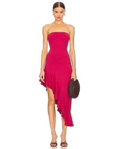 Susana Monaco Asymmetrical Ruffle Dress - Red