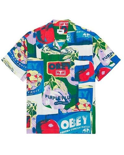 Obey Camisa fruit cans - Azul