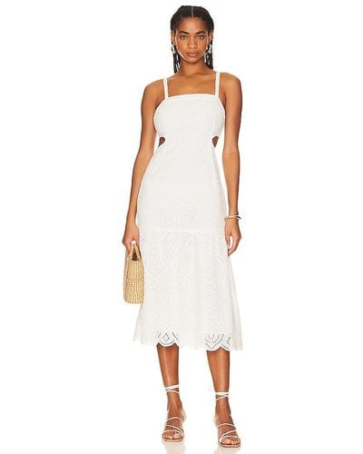 MINKPINK Viola Broidery Midi Dress - White