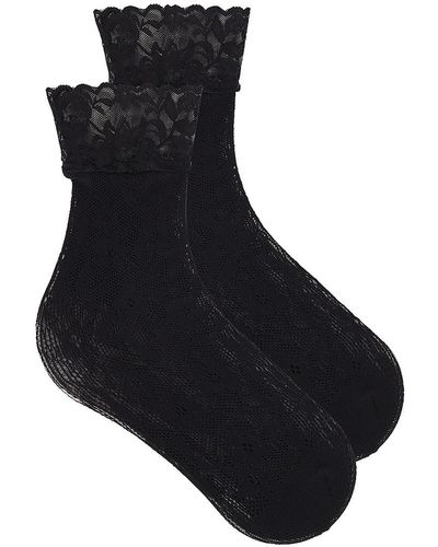 Stems Floral Fishnet Socks - ブラック