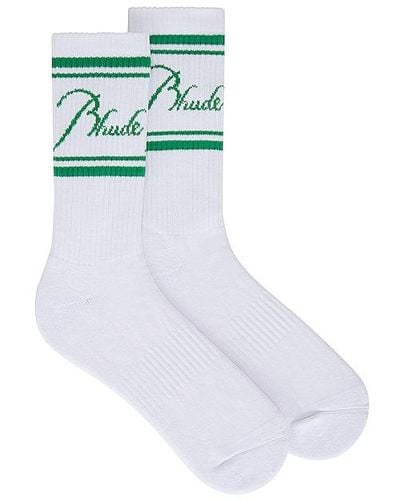 Rhude Script Logo Socks - White