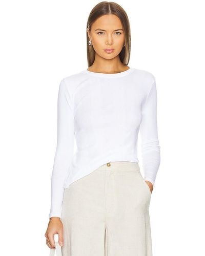 Goldie Camiseta de canalé de algodón long sleeve - Blanco