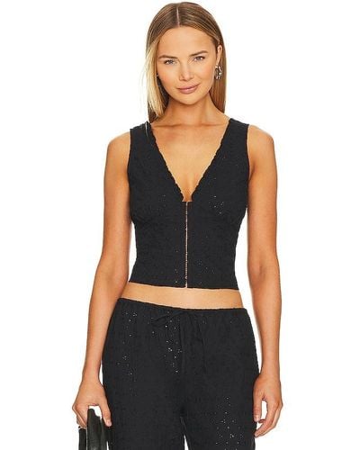 Frankie's Bikinis Tea Eyelet Tank - Black