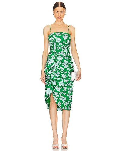 AMUR Olly Ruched Midi Dress - Green