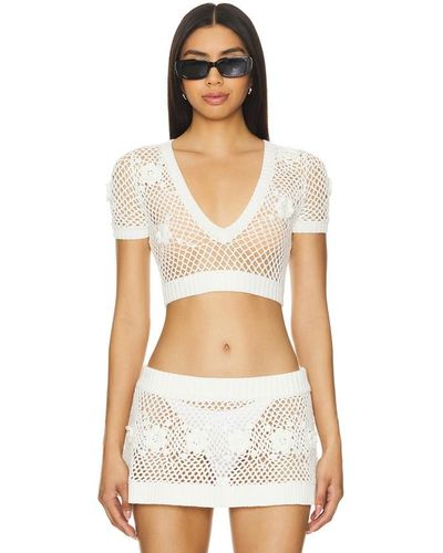 Frankie's Bikinis Adaline Crochet Top - White