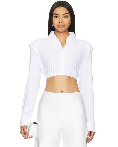 Norma Kamali Cropped Shirt With Shoulder Pads - White