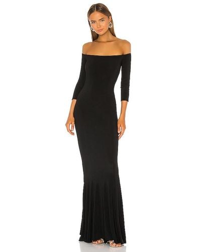 Norma Kamali Off The Shoulder Fishtail Gown - Black