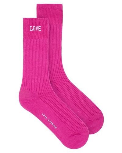 Love Stories Rib Socks - Pink