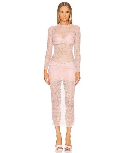 MOTHER OF ALL Ellie Lace Midi Dress - Pink