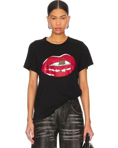 Lauren Moshi Wolf Flirty Lip Tシャツ - ブラック