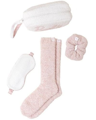 Barefoot Dreams Antifaz, scrunchie, set de calcetines cozychic barbie - Rosa