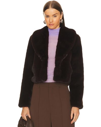 L'Agence Davy Crop Faux Fur Jacket - ブラウン