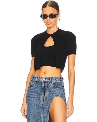 NWT ALEXANDER WANG Cropped Cardigan + Skirt logo trim embellished set $995