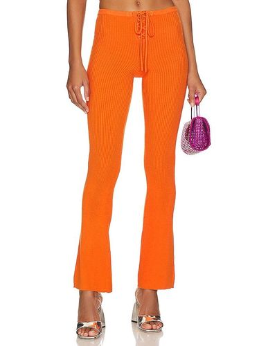 Camila Coelho Artemis Lace Up Knit Pant - Orange