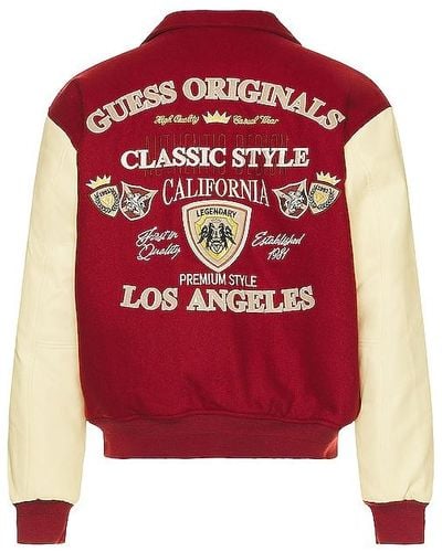 Guess Authentic Letterman Jacket - Red