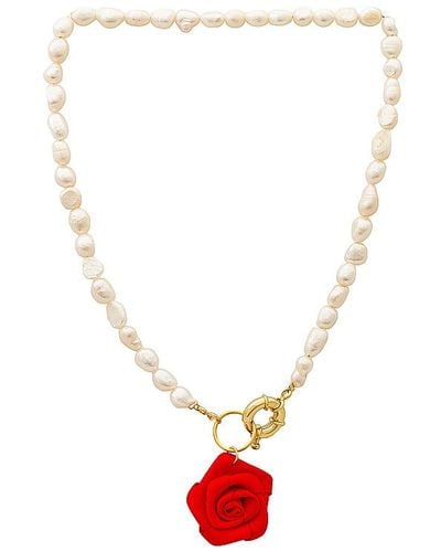 petit moments Rosette Pearl Necklace - White