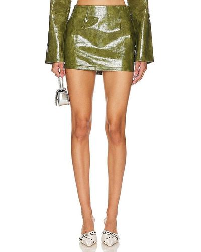 superdown Ethel Faux Leather Skirt - Green